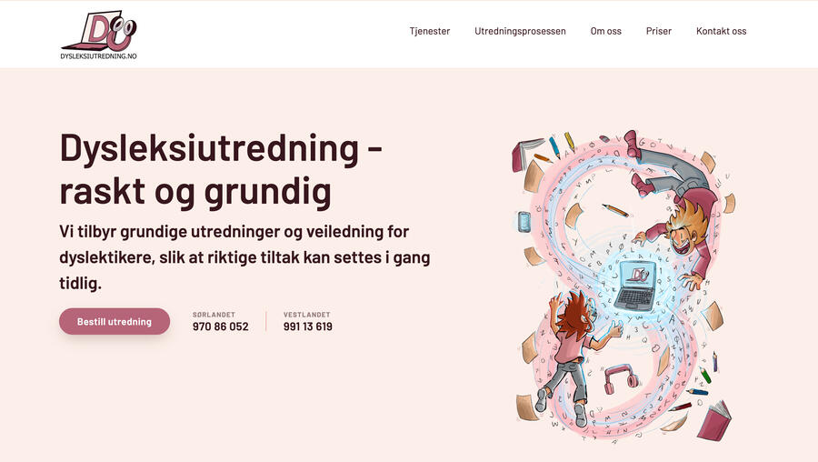 Dysleksiutredning.no nettside
